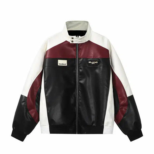 佐菲利 美式高街潮牌痞帅宽松百搭立领长袖皮衣 男女同款 黑色