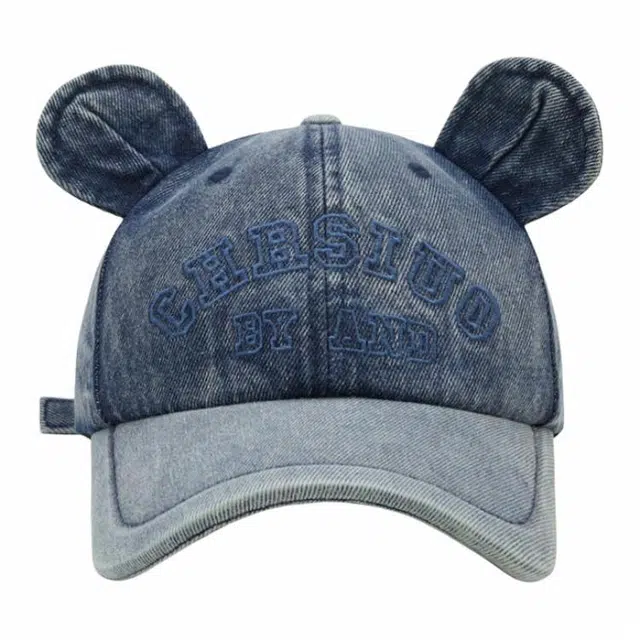 木林森 可爱小熊耳朵显脸小水洗牛仔 棉 鸭舌帽 女款