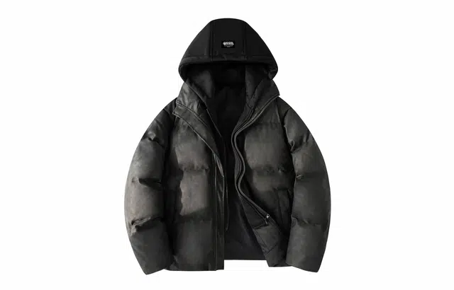 大卫贝肯 美式高街学院风宽松休闲加厚外套连帽假两件保暖棉服 男女同款