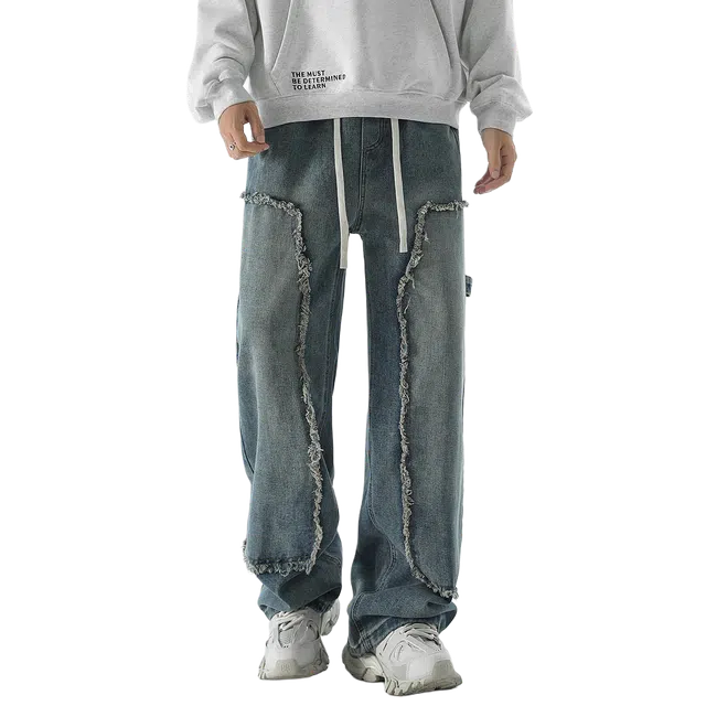 北极绒 美式潮流嘻哈港风小众系带牛仔裤 男款