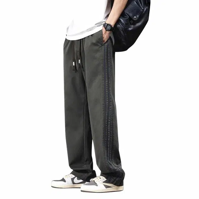 协协乐 美式高街潮牌条纹直筒卫裤休闲裤 男女同款