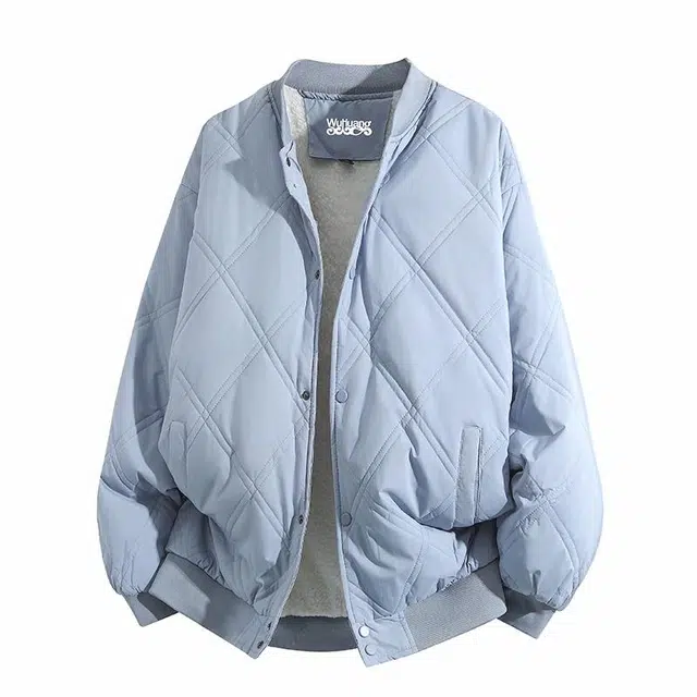 吾皇猫 纯色基础款简约休闲宽松保暖棒球领棉服 男女同款