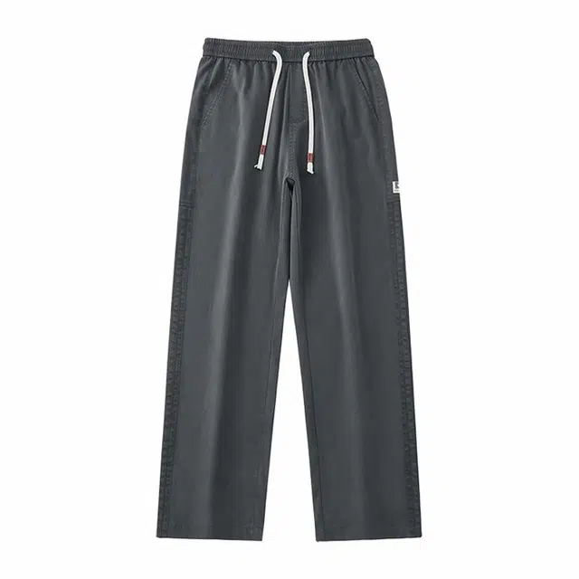 路杰邦 高街潮牌薄款美式莱赛尔条纹直筒阔腿裤子弹力休闲裤 男款