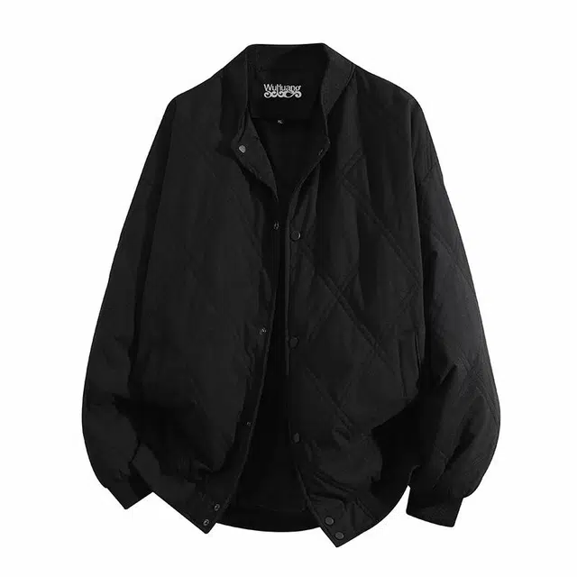吾皇猫 纯色基础款简约休闲宽松保暖棒球领棉服 男女同款