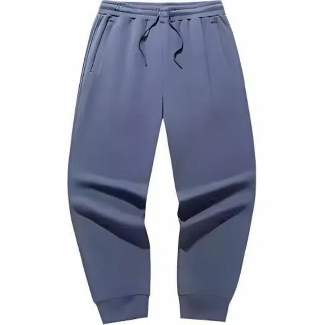 超级安踏 运动生活系列 纯色中腰系带透气百搭束脚休闲裤 男款 涂抹蓝