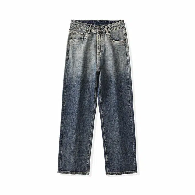 【dme】 复古百搭宽松美式直筒牛仔裤 男女同款 渐变蓝色