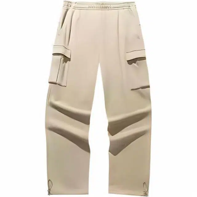 超级安踏 运动生活系列 纯色中腰系带舒适透气百搭宽松直筒休闲裤 男款 太妃糖黄