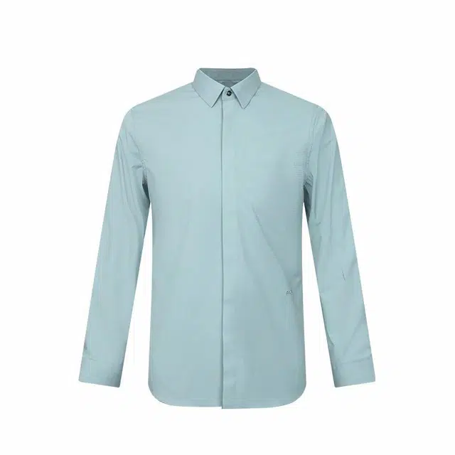 迪柯尼 纯色简约格纹尖领长袖衬衫 男款