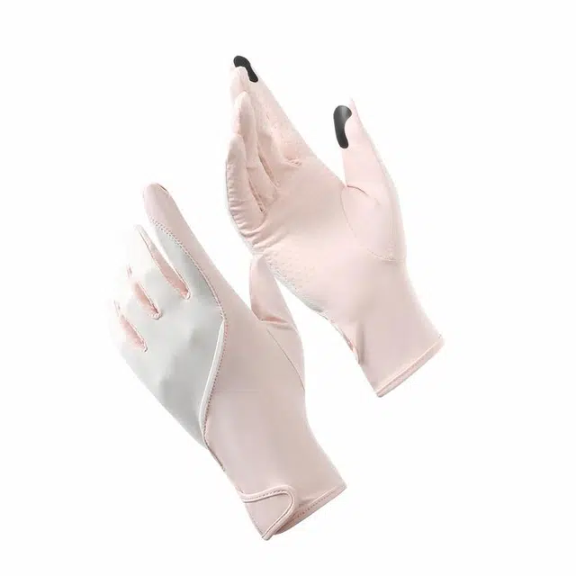 南极人 冰丝防紫外线夏季开车骑行电动车户外遮阳全指透气可触屏防滑 轻薄 防晒手套 女款