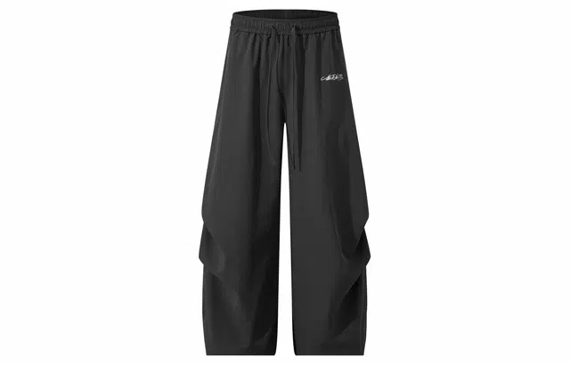 王者荣耀 花木兰款轻薄速干纯色褶皱伞兵弯刀裤阔腿垂感宽松外出运动日常通勤休闲裤 男女同款