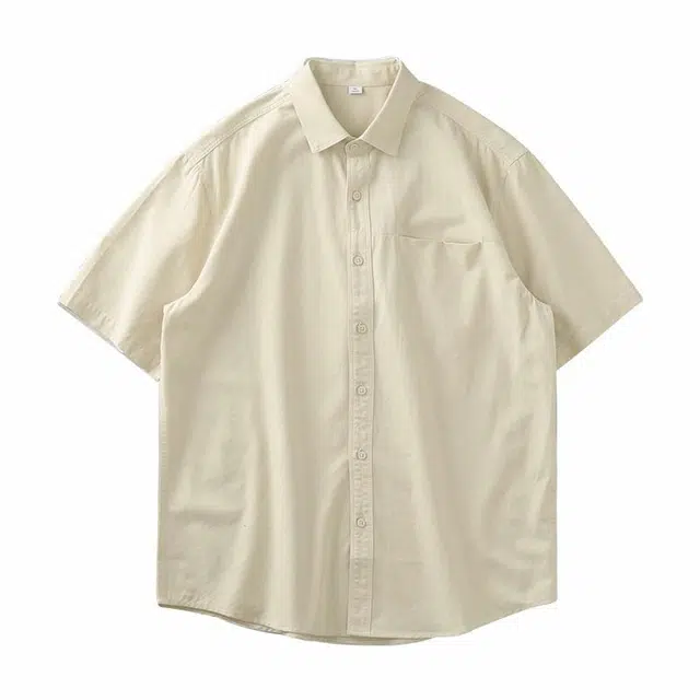 杜克恩 时尚休闲简约纯色短袖衬衫 男款