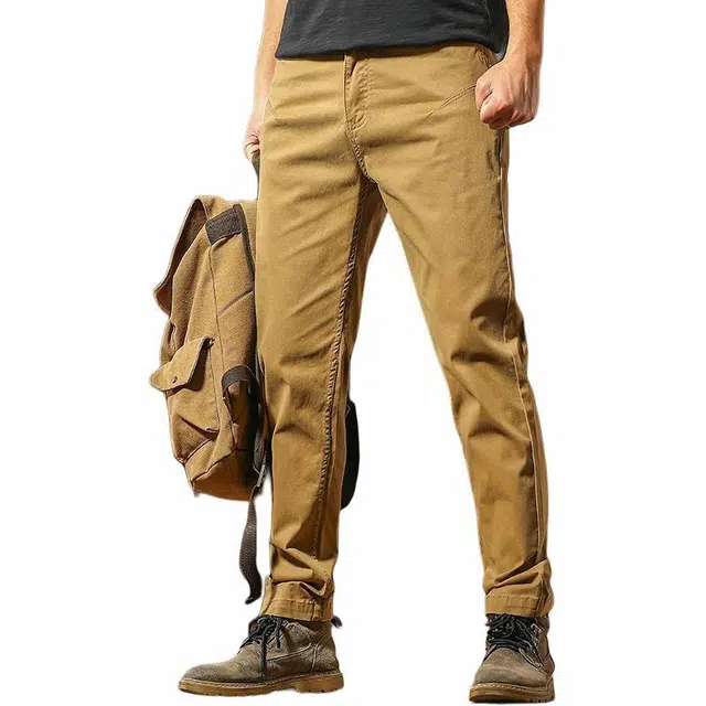 季言 高级感直脚裤美式复古纯棉直筒休闲长裤工装裤 男款