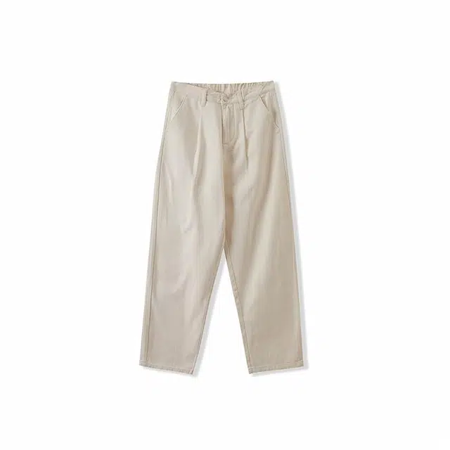 我是大卫 垂感百搭直筒宽松休闲裤 男女同款 杏色