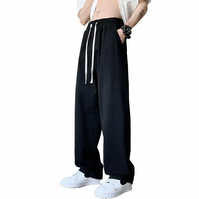 顶峰保罗 美式薄款纯棉宽松运动裤子阔腿长裤休闲裤 男女同款