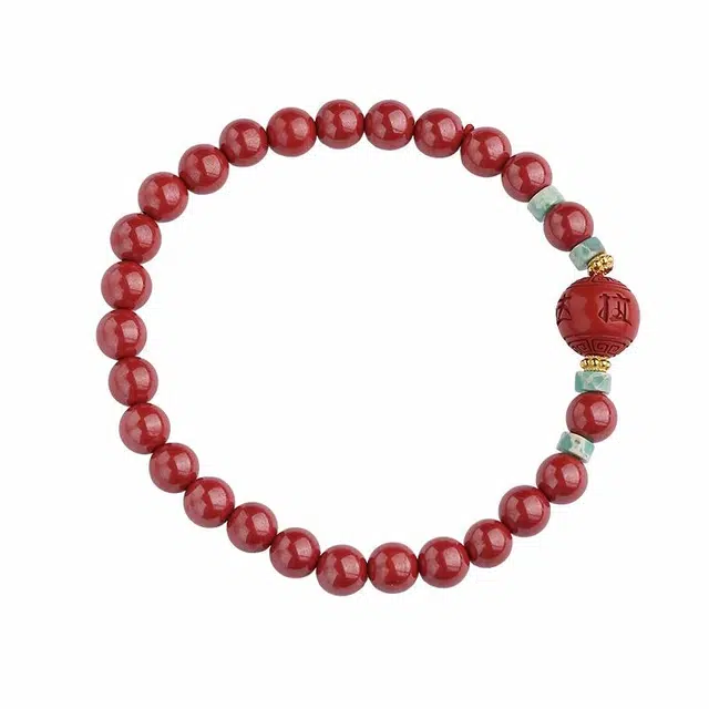 布达拉宫 【诸事顺利】招财纳福新中式吉祥如意财运亨通本命年转运个性百搭#好运 朱砂 玉石手串 男女同款情侣款