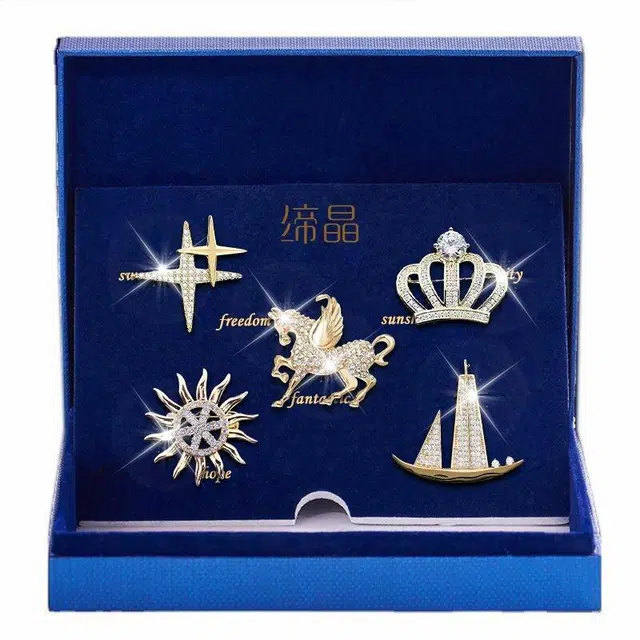 缔晶 轻奢精致时尚套装 个性气质日常通勤外套上衣搭配 合金 胸针 男款