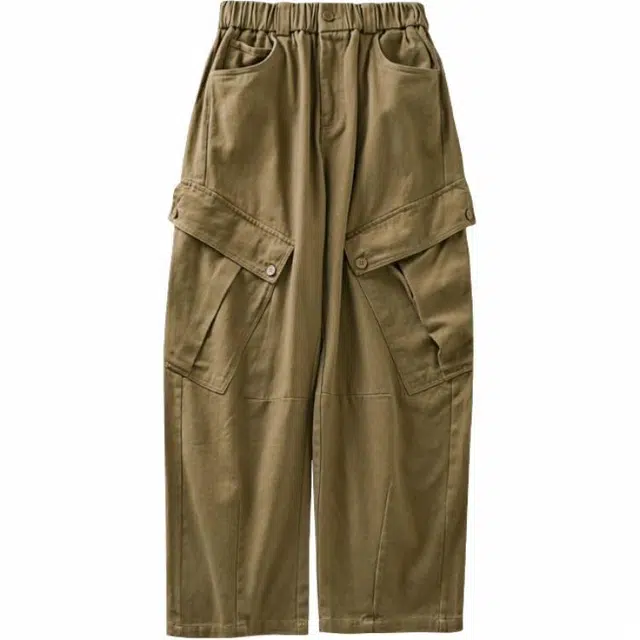 杜克恩 美式复古纯棉口袋松紧腰工装裤 男女同款