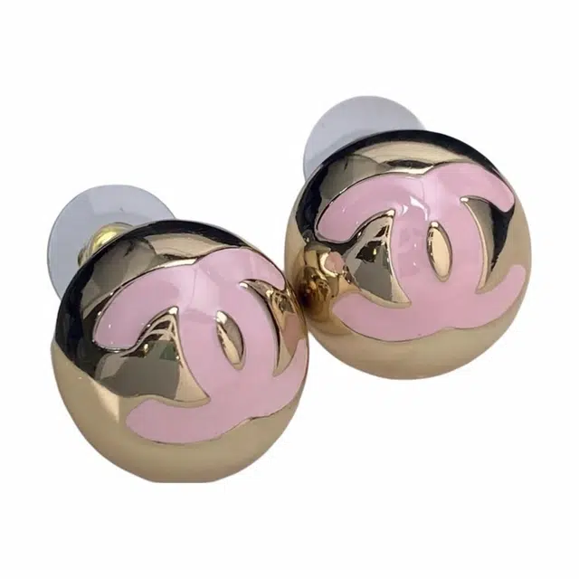 CHANEL 25C Round Pink Double C Earrings