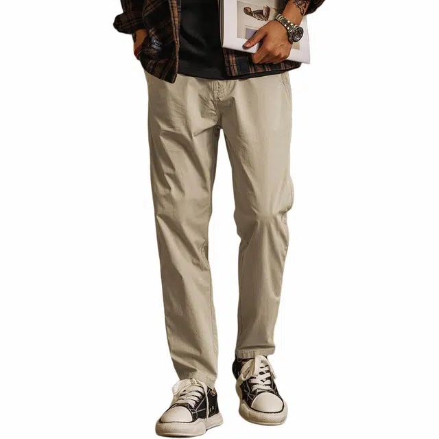 格蓝鹿 美式复古小众设计感直筒薄款纯棉潮牌=纯色简约百搭工装裤 男女同款