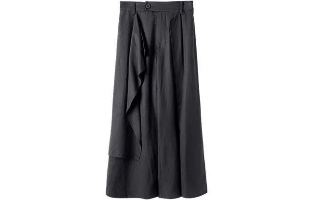 幻象者 简约纯色宽松阔腿休闲裤 男女同款 黑色