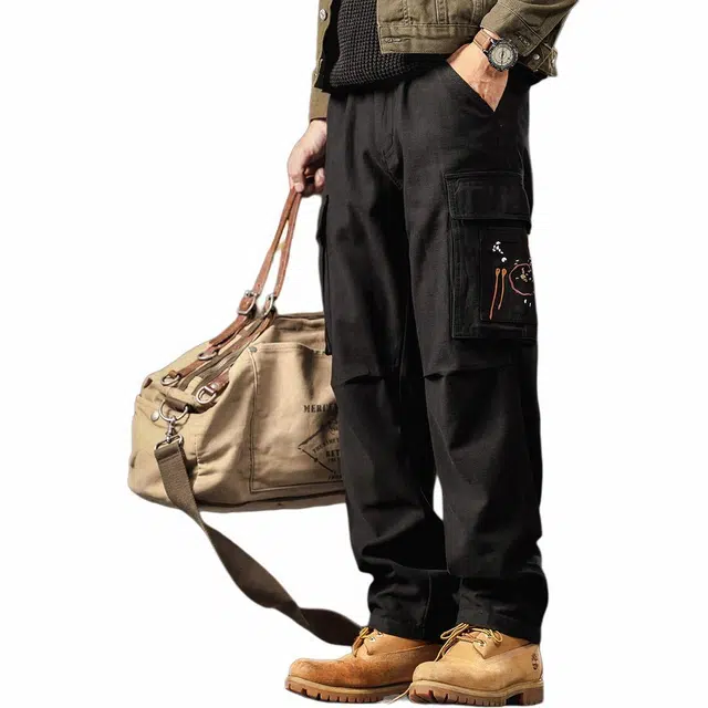 格蓝鹿 春夏 几何图案高端潮牌户外通勤休闲工装裤 男女同款 基础色（黑灰白等）