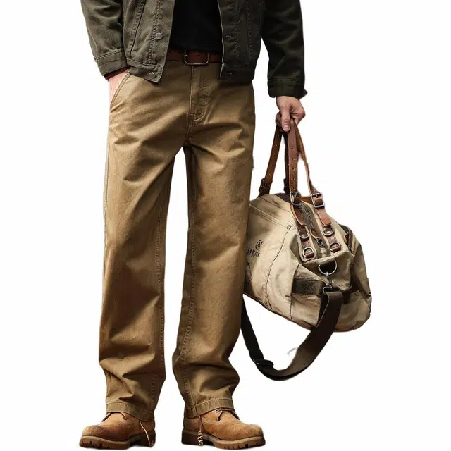 格蓝鹿 美式复古水洗潮牌高街简约宽松直筒长裤工装裤 男女同款