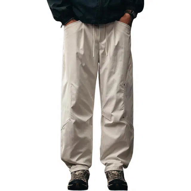 格蓝鹿 美式户痞帅外伞兵褶皱高街运动复古潮牌宽松痞帅休闲长裤工装裤 男女同款 基础色（黑灰白等）