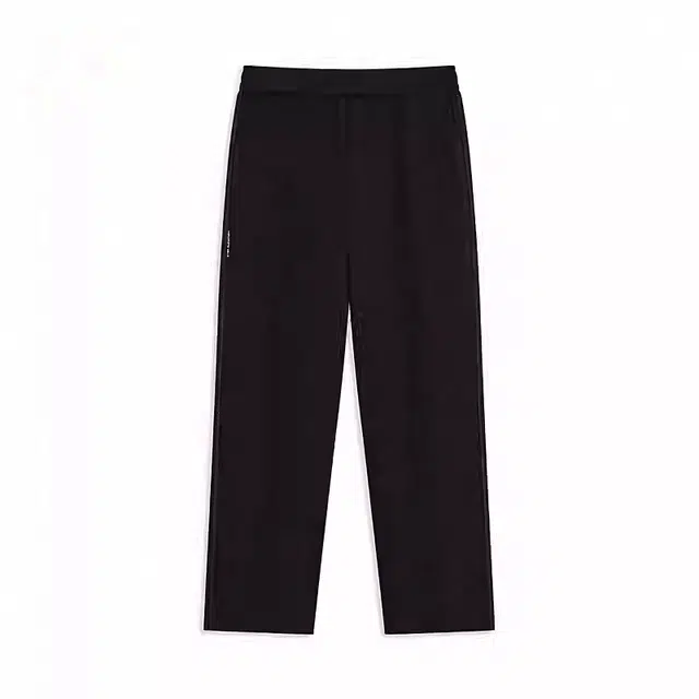 特步 运动生活系列 生活系列 纯色中腰舒适透气百搭直筒休闲裤 男款 正黑色