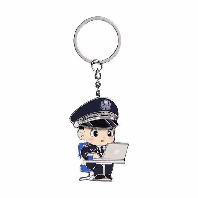 蜀黍家 因公致秃挂件 原创卡通警察包包挂饰 锌合金 钥匙扣 男女同款情侣款