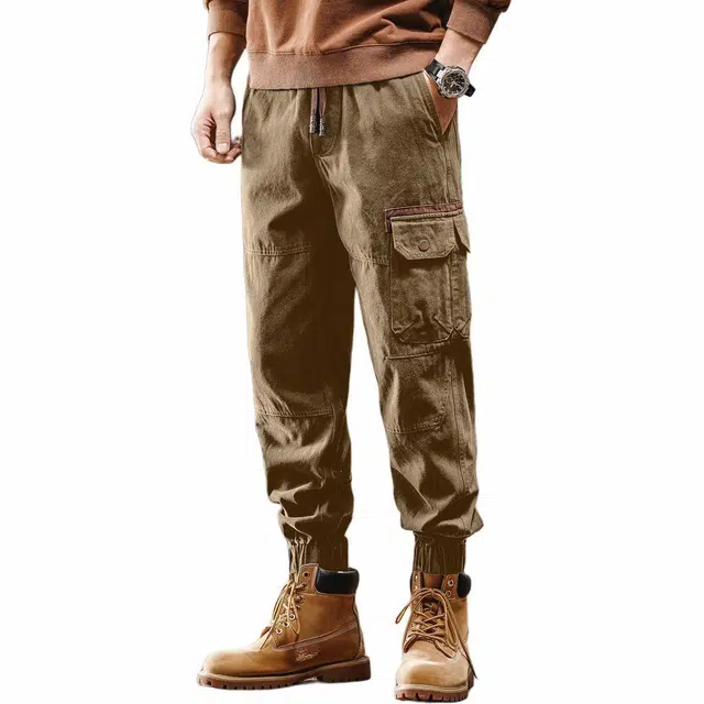 格蓝鹿 春夏 高端美式百搭风格耐磨潮牌做旧宽松大码伐木哈伦束脚休闲工装裤 男女同款 基础色（黑灰白等）