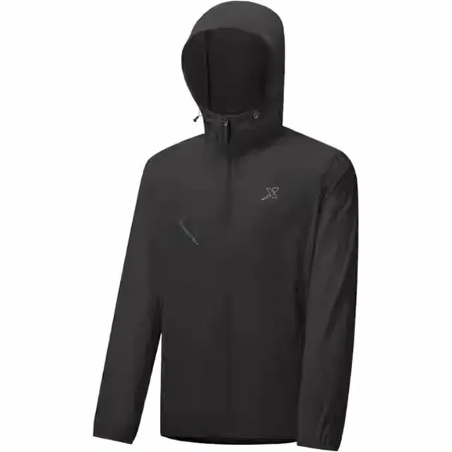 特步 跑步系列 纯色拉链连帽透气百搭运动风衣 男款 暗砖灰