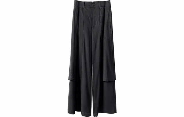 幻象者 设计感解构双层垂感休闲阔腿休闲裤 男女同款 黑色