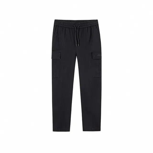 超级安踏 运动生活系列 纯色中腰系带舒适透气直筒休闲裤 男款 基础黑