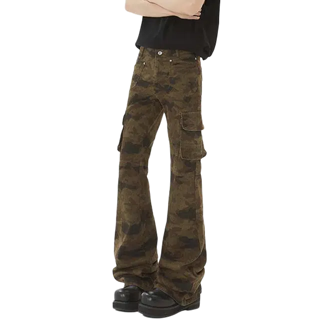 宝米卡 美式复古高街时尚休闲潮流日常通勤舒适中腰适中拉链合身长裤工装裤 男女同款 迷彩