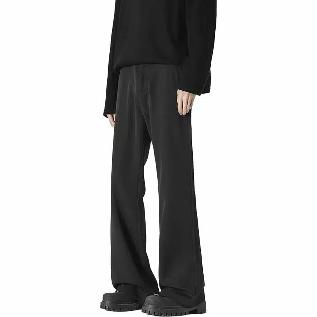 极限涡轮 美式高街宽松纯色直筒百搭长裤休闲裤 男女同款 黑色