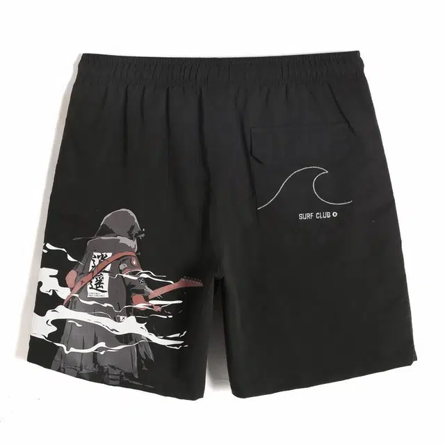 盖浪 国潮动漫印花宽松速干休闲短裤 男款 黑色
