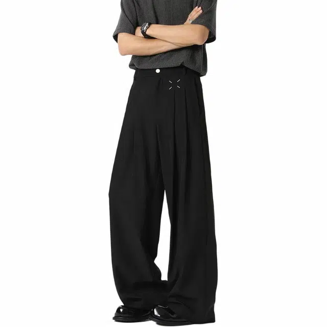 颂希尔 高级感美式垂感宽松休闲西装裤 男女同款