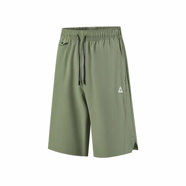 匹克 启系列 梭织冰丝短裤五分裤透气冰感通勤户外休闲运动裤跑步裤 男款 浅军绿