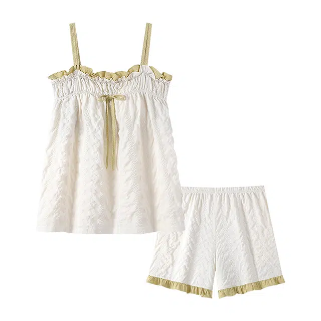 欧诗帛 带胸垫甜美吊带可外穿家居服睡衣套装 女款 图片色