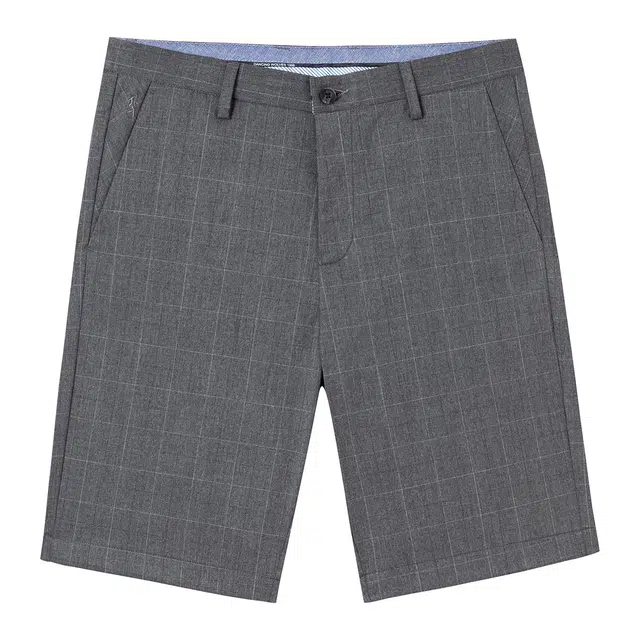 与狼共舞 微弹直筒中腰纯色五分休闲短裤 男款 深灰