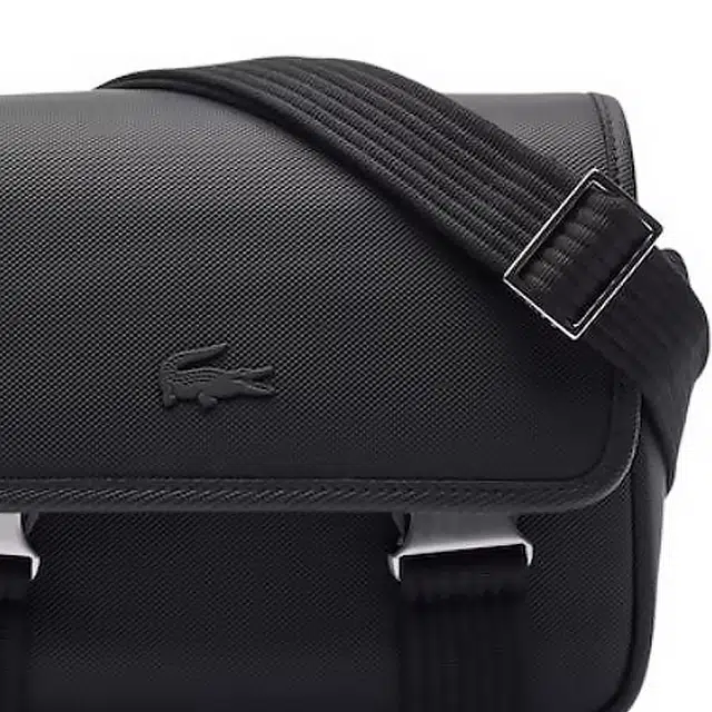 Lacoste Croco Adjustable Strap Shoulder Bag Black