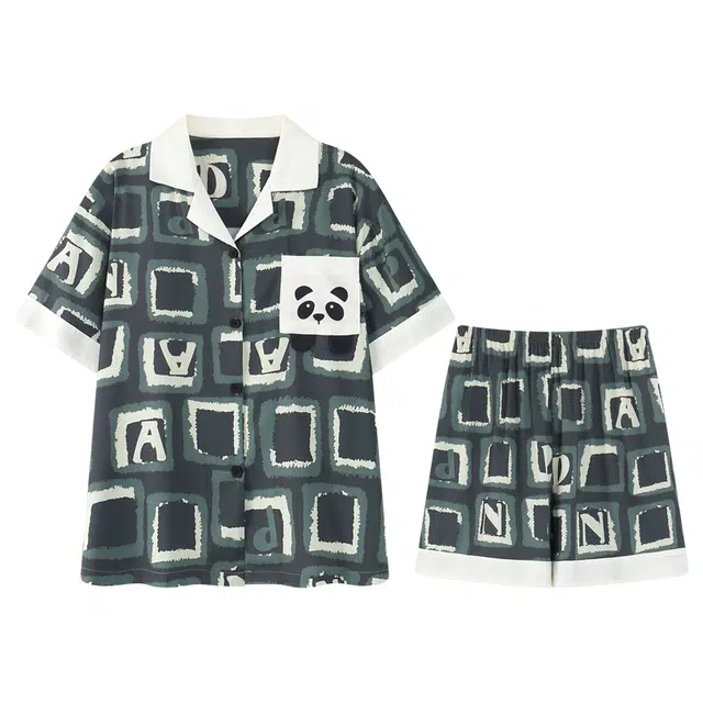 向薇 卡通印花休闲时尚家居服可外穿睡衣套装 女款 图片色