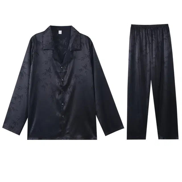 向薇 翻领凉感长袖上衣家居服大码长裤睡衣套装 男款 图片色