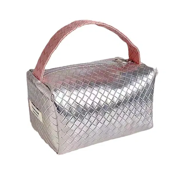 馨枕居 银粉拼色编织纹小包包