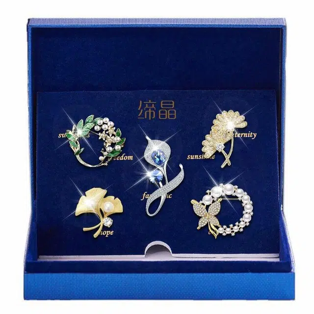 缔晶 森系优雅银杏铃兰胸花套装 清新时尚日常通勤防走光配饰 合金 胸针 女款