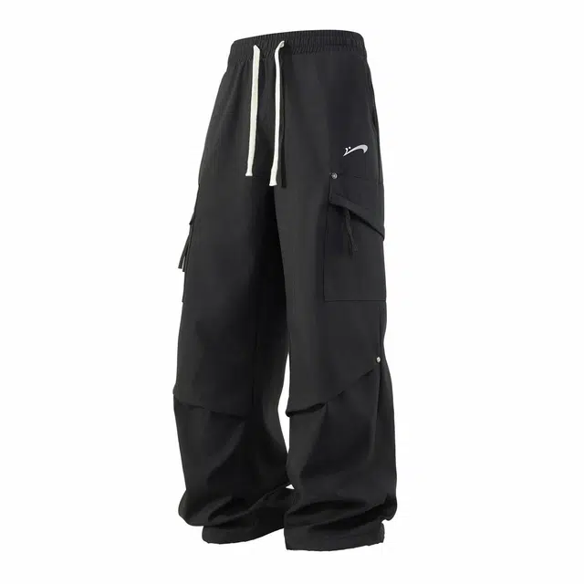 贵人鸟 美式高街基础简约系带纯色直筒凉感冰丝长裤休闲裤 男女同款