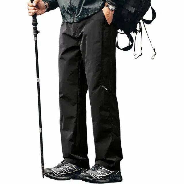 格蓝鹿 美式户外大码潮牌复古运动风格百搭时尚直筒适中中腰宽松纯色拉链有弹力长裤休闲裤 男女同款