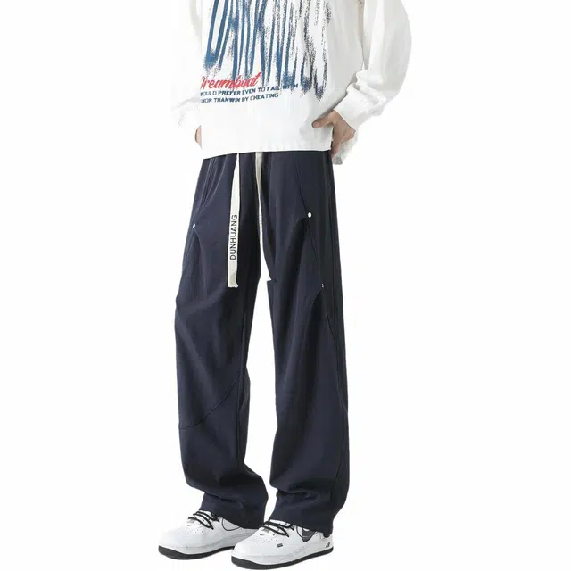 敦煌博物馆 美式高街宽松阔腿结构百搭时尚舒适潮流休闲裤 男女同款