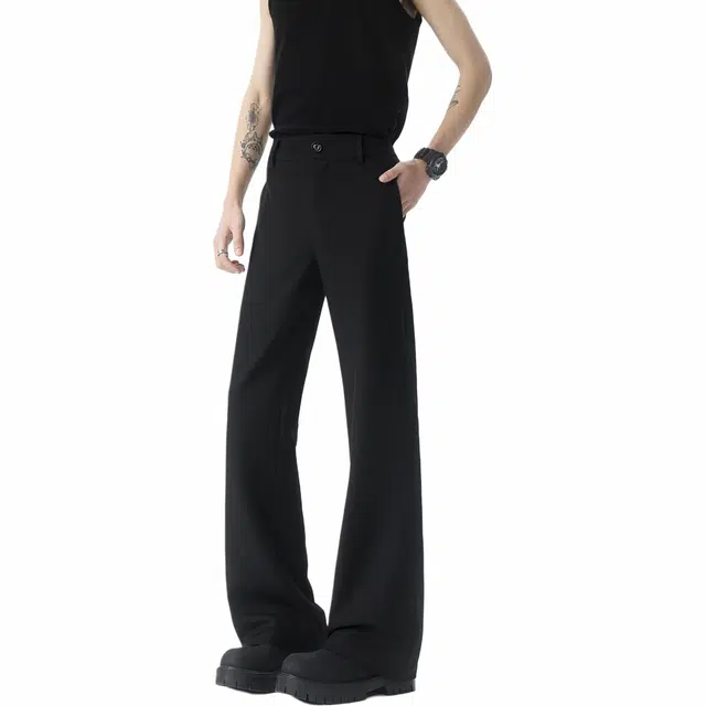 颂希尔 美式复古百搭坠感直筒高腰修身休闲裤 男女同款