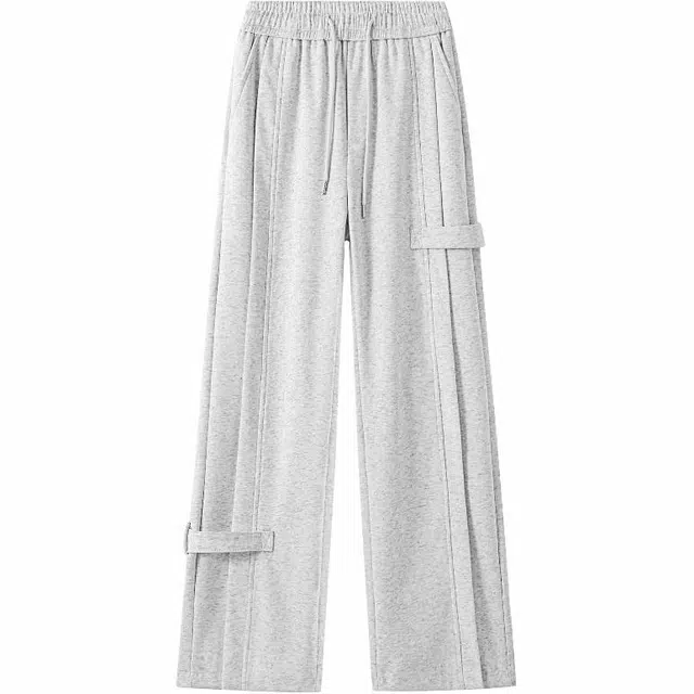 极限涡轮 重磅卫裤高级感设计感解构风弯刀阔腿裤子坠感直筒休闲裤 男女同款